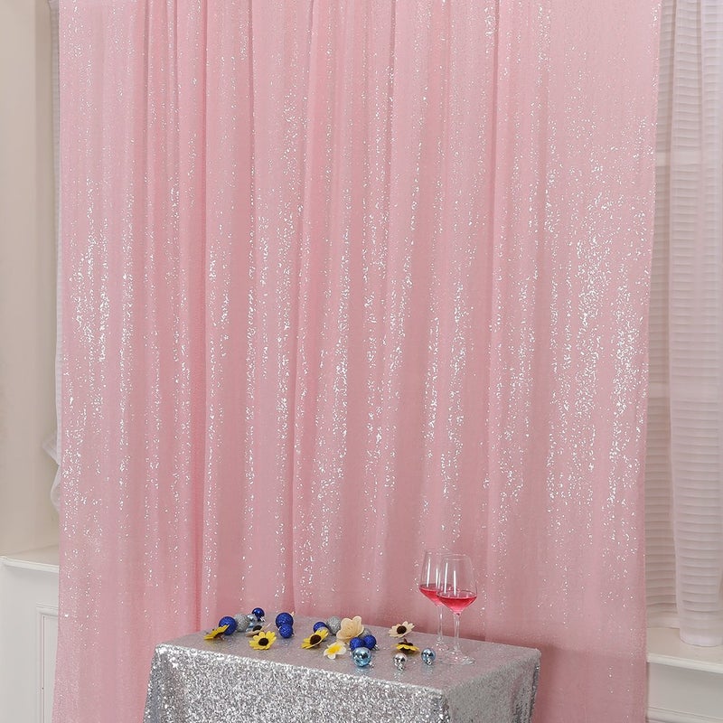 Poise3EHome Pink Sequin Backdrop,8FT x 8FT Pink Sequin Photography Backdrop Curtain for Party Decoration - Image 5